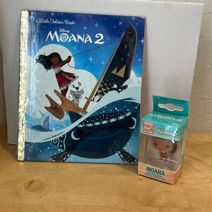 Moana 2 Bundle: Moana 2 Funko Pocket Pop Keychain & Moana 2 Little Golden Book